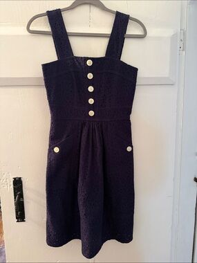 Marc by Marc Jacobs Navy Eyelet Sundress with Contrast Buttons